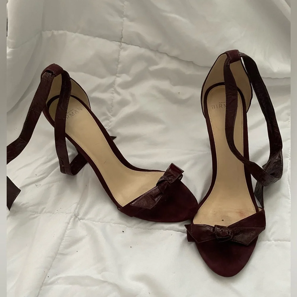 Alexandre Birman Burgundy Heels with Bow Detail - Picture 2 of 4